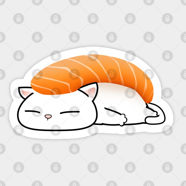 Chubby Cat Salmon Sushi Sticker by Takeda_Art